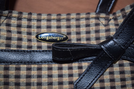 Vintage Longaberger Black dark Brown Tan Khaki Plaid Tote Purse Hand Bag Etsy UK