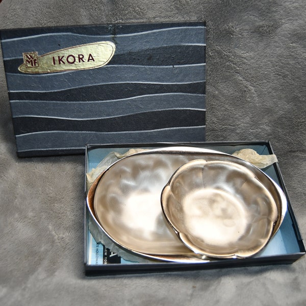 Vintage 2 Piece Ikora Silver Plate/Tarnish Resistant-Includes Trinket/Candy Dish 6436 & Footed Dish 6312 With Box/Paperwork/Made in Germany
