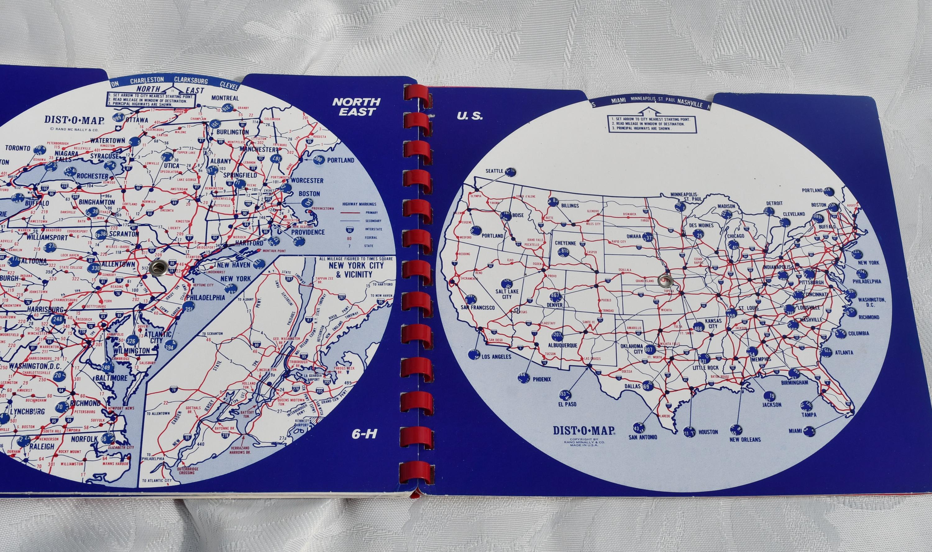 Vintage 1980's Dist-o-map by Rand Mcnally - Hard Cover - the