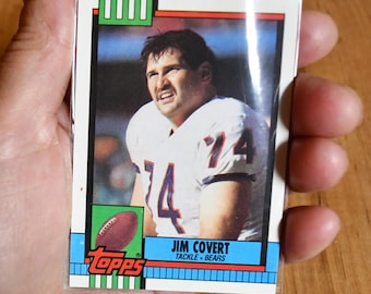 Tarjeta de fútbol americano Topps vintage de 1990 - Chicago Bears - N.° 74 - Jim Covert, tackle - Tarjeta n.° 365 - En protector - Sin calificación