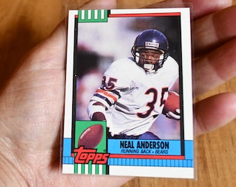 Tarjeta de fútbol americano Topps vintage de 1990 - Chicago Bears - N.° 35 Neal Anderson, corredor - Tarjeta n.° 367 - En protector - Sin calificación