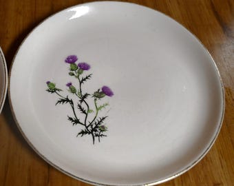 Pair of Vintage French Saxon China Saucers - Union Made USA 22 KT