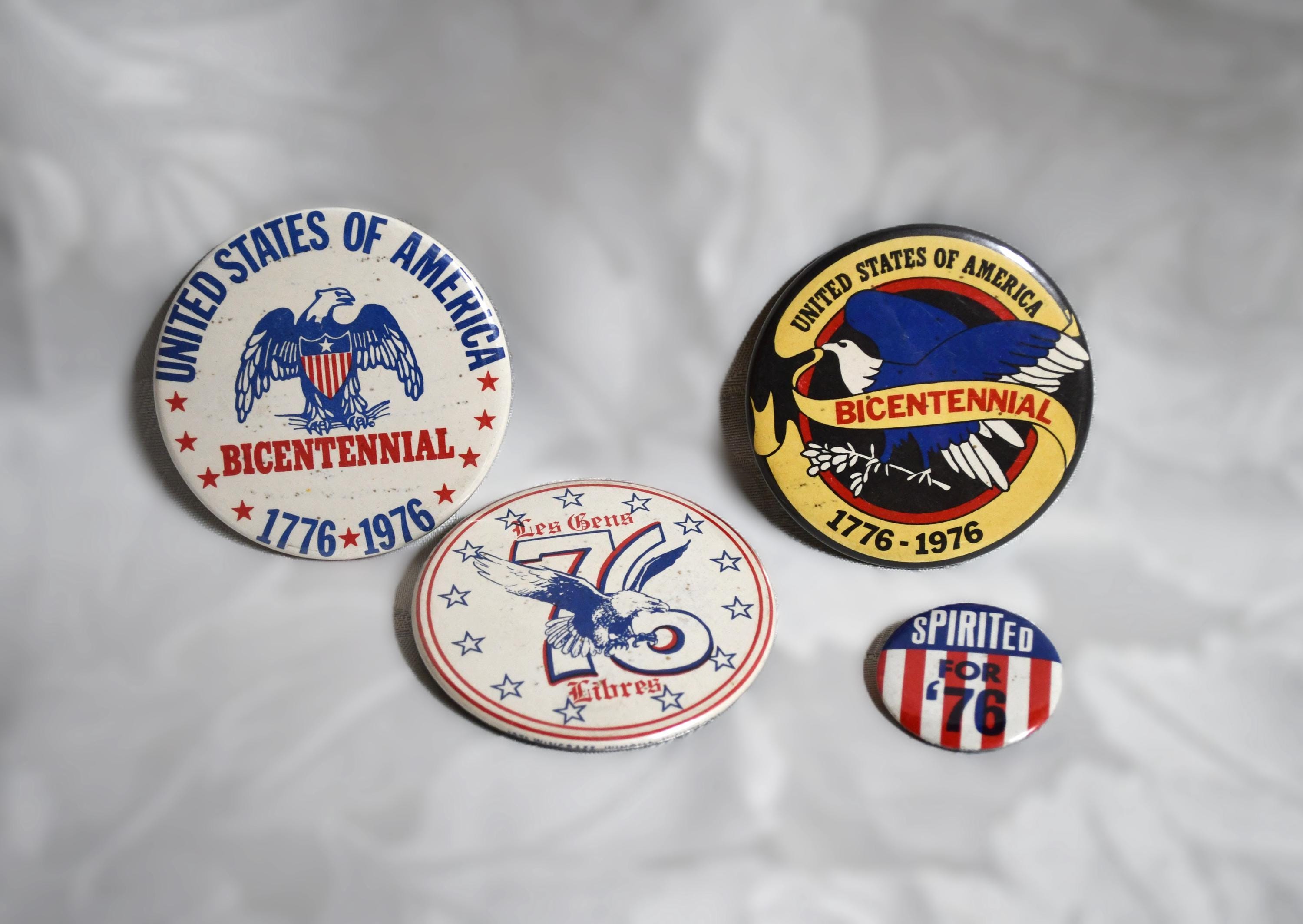 Lot of 4 Vintage 1976 Bicentennial Buttons/pins-spirited for '76