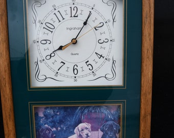 Vintage Ingraham Wood Framed Quartz Wall Clock Depicting 5