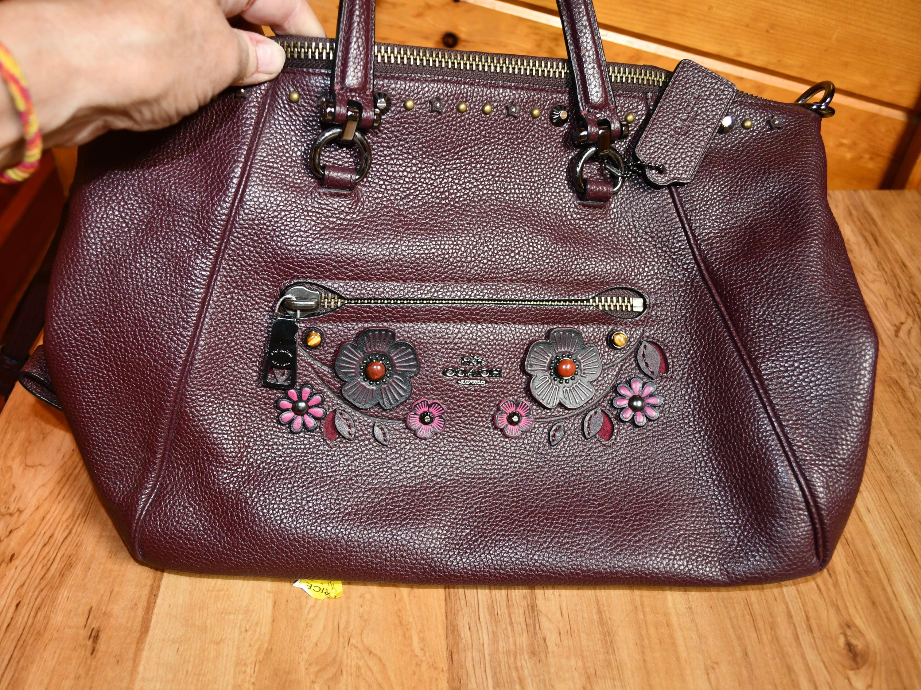 Coach Willow Floral Dark Oxblood With Multi-colored Floral - Tote