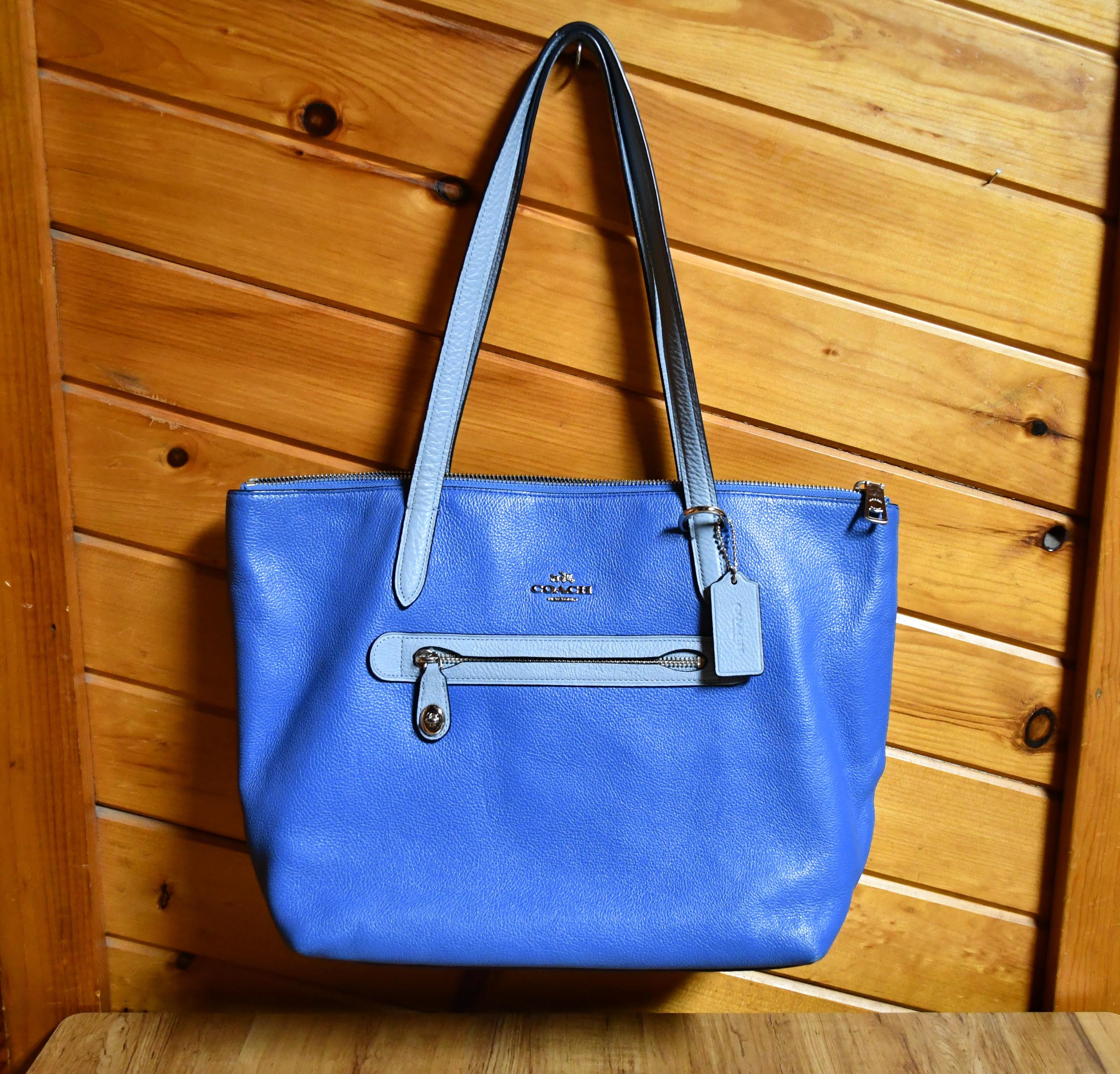Coach Blue Taylor Pebble Leather Tote Geldborse Tasche No. M1681 58568 B91 EUC Etsy