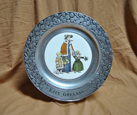 Vintage 1973 Kate Greenway Victorian Lady W/2 Children Scene in
