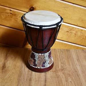 Authentic (?) Goblet Rope Tuned  DJEMBE Wood Drum - Handmade / Handcrafted (?) In Indonesia Carved DJEMBE