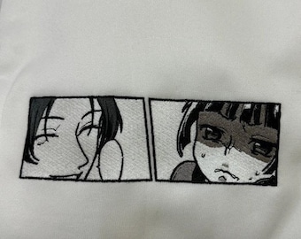 アニメの2つの顔の刺繍デザイン/1デザインと3サイズ/機械刺繍デザイン/ファイルの即時ダウンロード