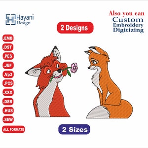 Fox and Hound  Embroidery Designs/2 Designs & 2 Size/ Fox and Hound Machine Embroidery Designs/  Files Instant Download