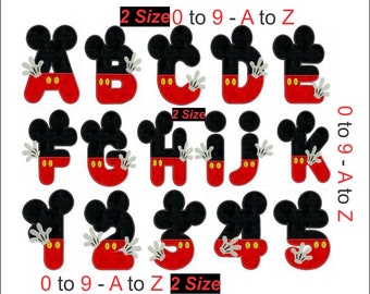 Alphabet Mickey applique Embroidery Designs/2 Sizes-4x4 and 5x7/Letters And Numbers Embroidery Designs/Instant Download Inactive