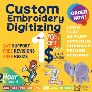 Custom Embroidery Digitizing / Custom Embroidery Pattern/ Custom Digitizing / Embroidery Designs/ Custom Logo Design