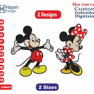 Mickey Mouse  Minnie Mouse Embroidery Designs/2 Designs & 2 Size/ Mickey Mouse Girl Machine Embroidery Designs /Files Instant Download