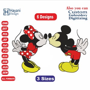 Mickey Mouse  Embroidery Designs/6 Designs & 3 Size/ Mickey Mouse Girl Machine Embroidery Designs/4x4/ 5.x7 /7x9 Hoop/Files Instant Download