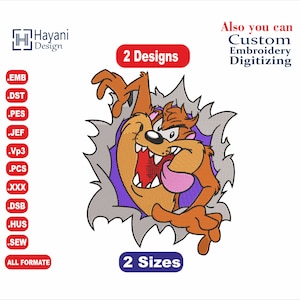 Taz Devil  Embroidery Designs/2 Designs & 2 Size/ Tasmanian Devil Machine Embroidery Designs/ 5.x7 Hoop /Files Instant Download