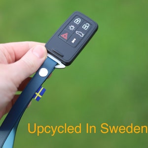 Volvo P3 key Leather Lanyard with Swedish flag - Upcycled