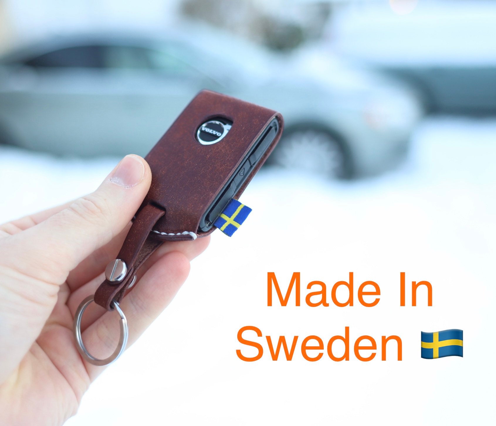 Volvo keychain leather sale