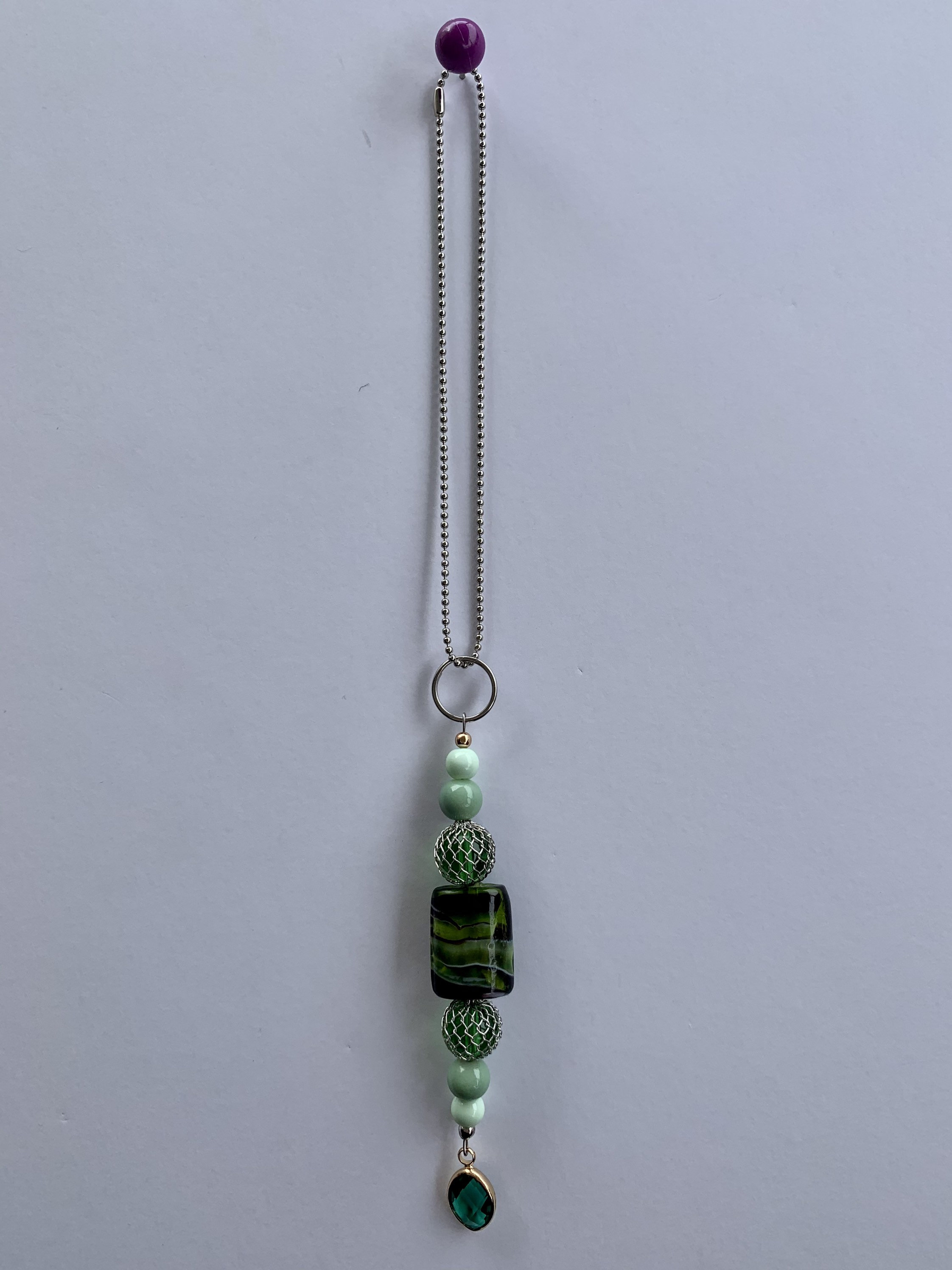 Beaded rear view mirror charm green car accessory Etsy