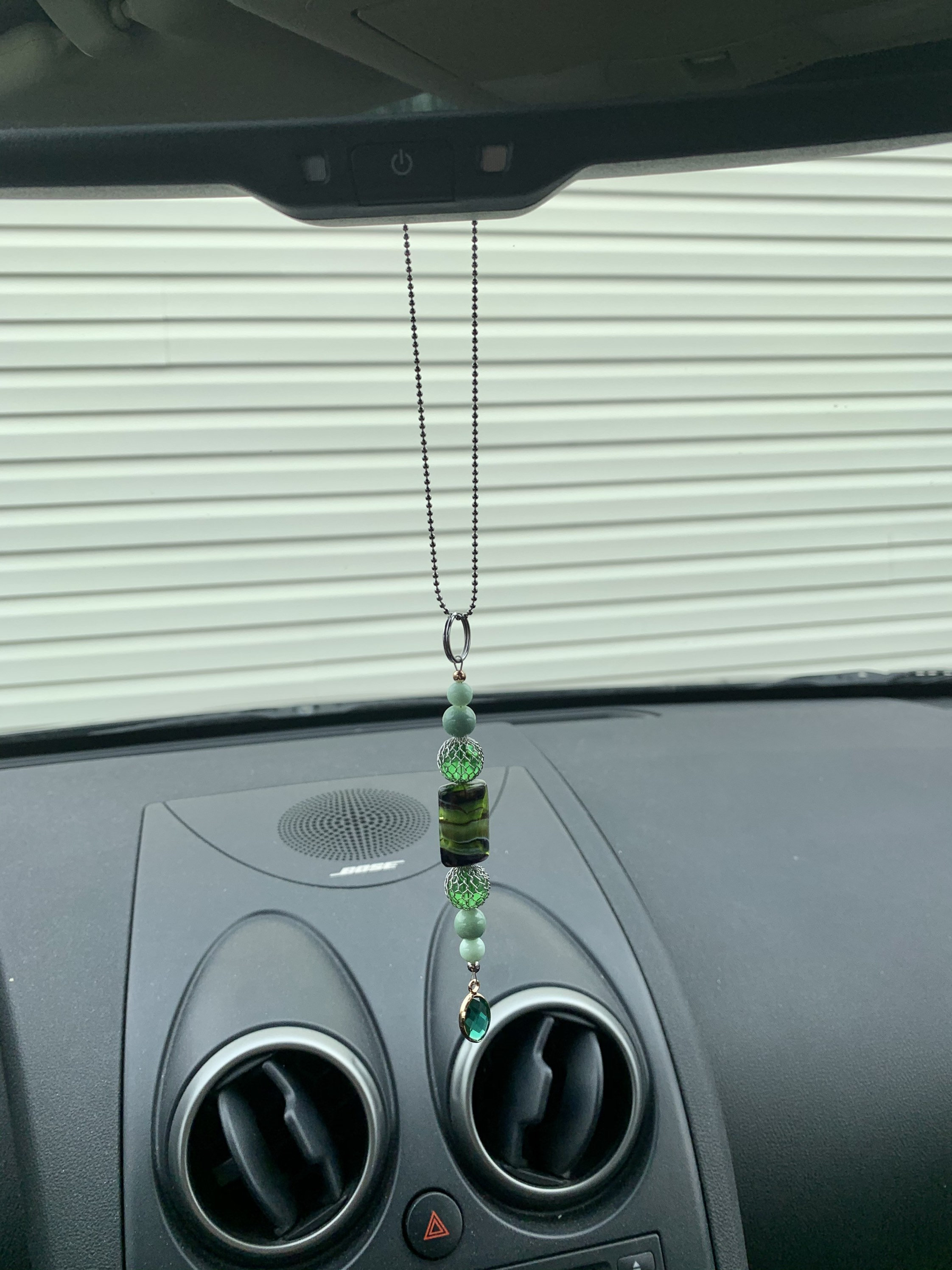 Beaded rear view mirror charm green car accessory Etsy
