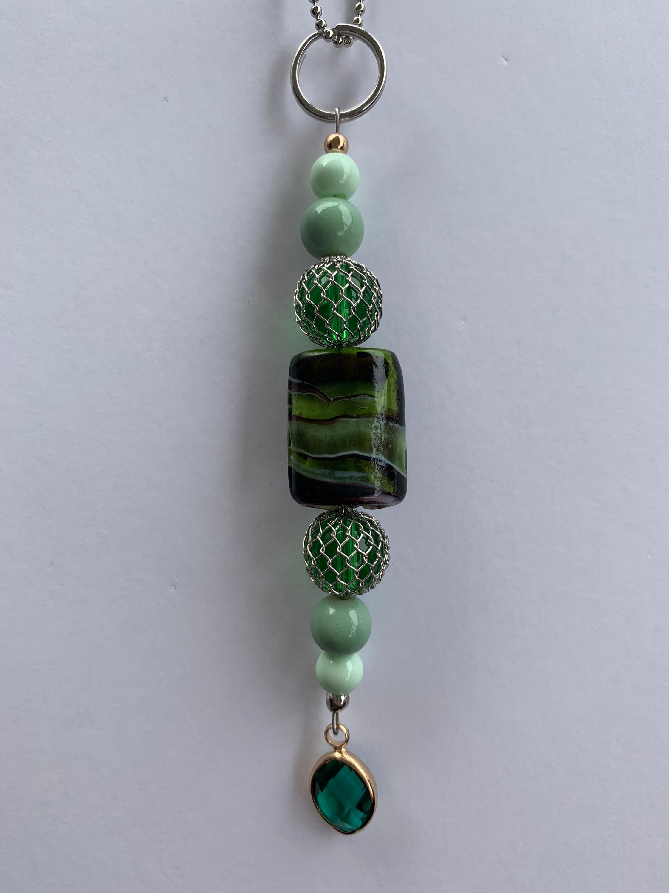 Beaded rear view mirror charm green car accessory Etsy