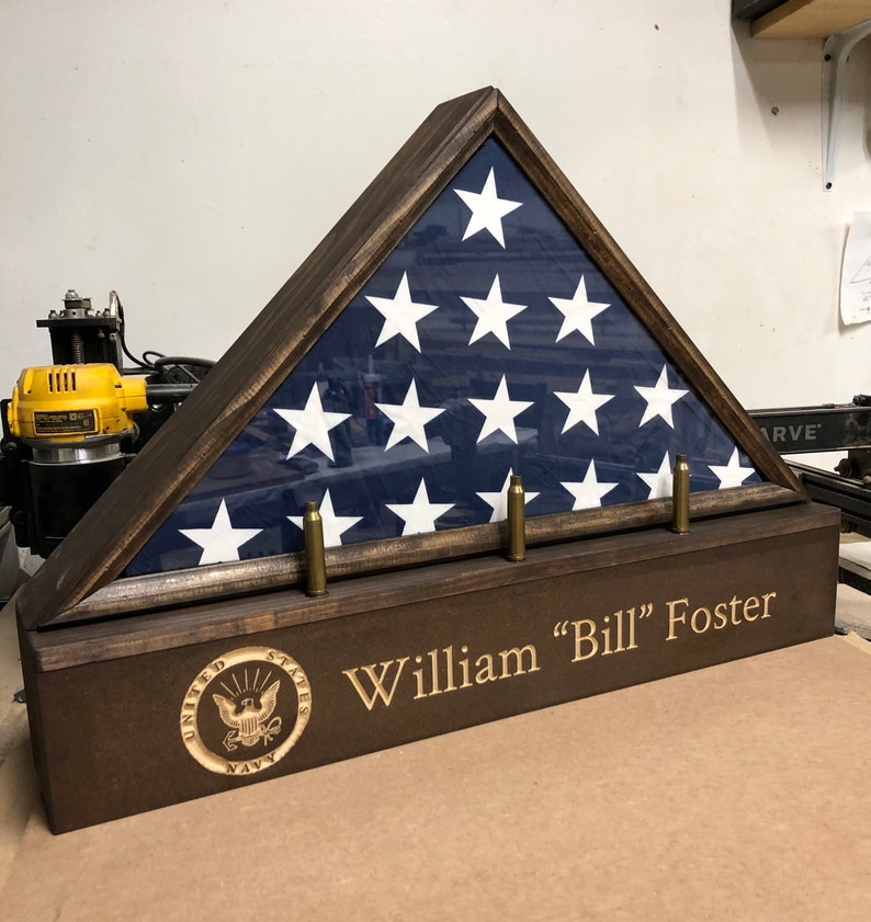 Memorial Flag Display Case with Shell Casings Display and Etsy