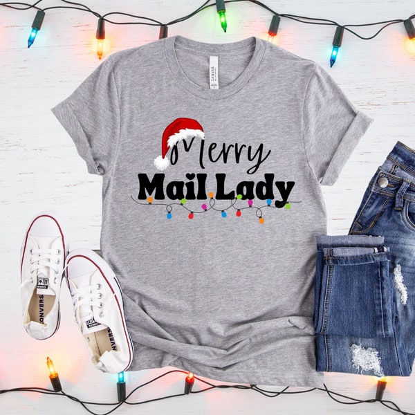 Merry Mail Lady Christmas Shirt Mail Lady Gift Rural Carrier Shirt Postal Worker T-Shirt Mail Carrier T-Shirt Postal Clothes Postal Gift