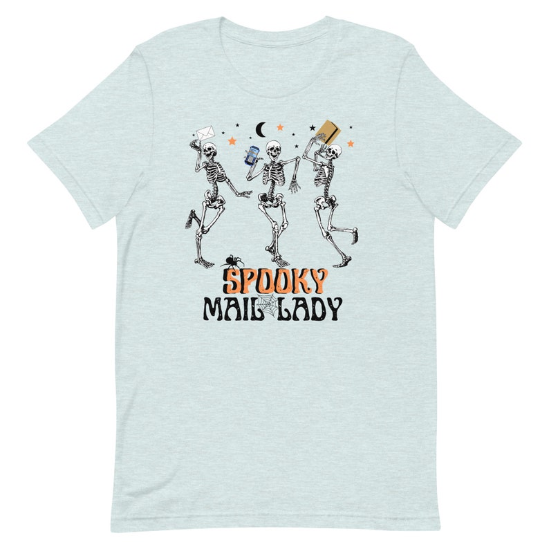 Mail Lady Halloween Shirt Mail Lady Gift Rural Carrier Shirt Postal Worker Shirt Halloween T-Shirt Mail Carrier T-Shirt Postal Clothes Heather Ice Blue