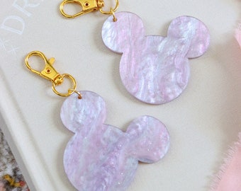 Lilac Marble Swirl Mouse Bag Charm/ Keychain