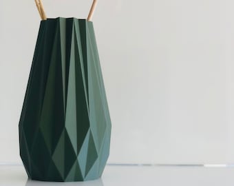 Vase Fleures séchées vert olive origami DELTA TALL - cadeau décoration intérieur