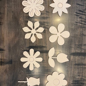 Flower Wood Cut Outs. Unfinished Wood. Laser Cut Out Flowers. Ready to ...