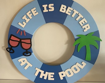 Pool sign. Hang in your yard by the pool. Made for outside