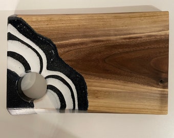 Resin walnut charcuterie board, epoxy cheese board