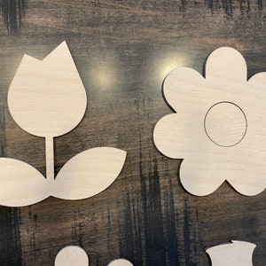Flower Wood Cut Outs. Unfinished Wood. Laser Cut Out Flowers. Ready to ...