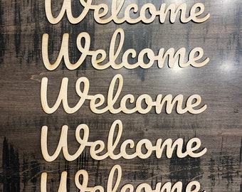 Welcome laser cut outs for crafts signs and wreaths. Welcome sign. Welcome word