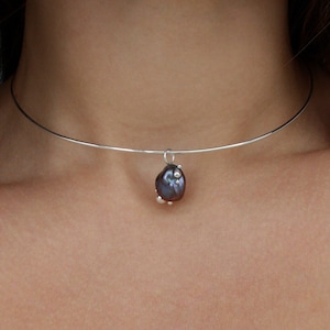Baroque Pearl Pendant Necklace: Sterling Silver Choker
