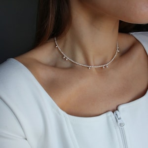Freshwater Pearl Bead Necklace: Sterling Silver Dainty Bridal Chain