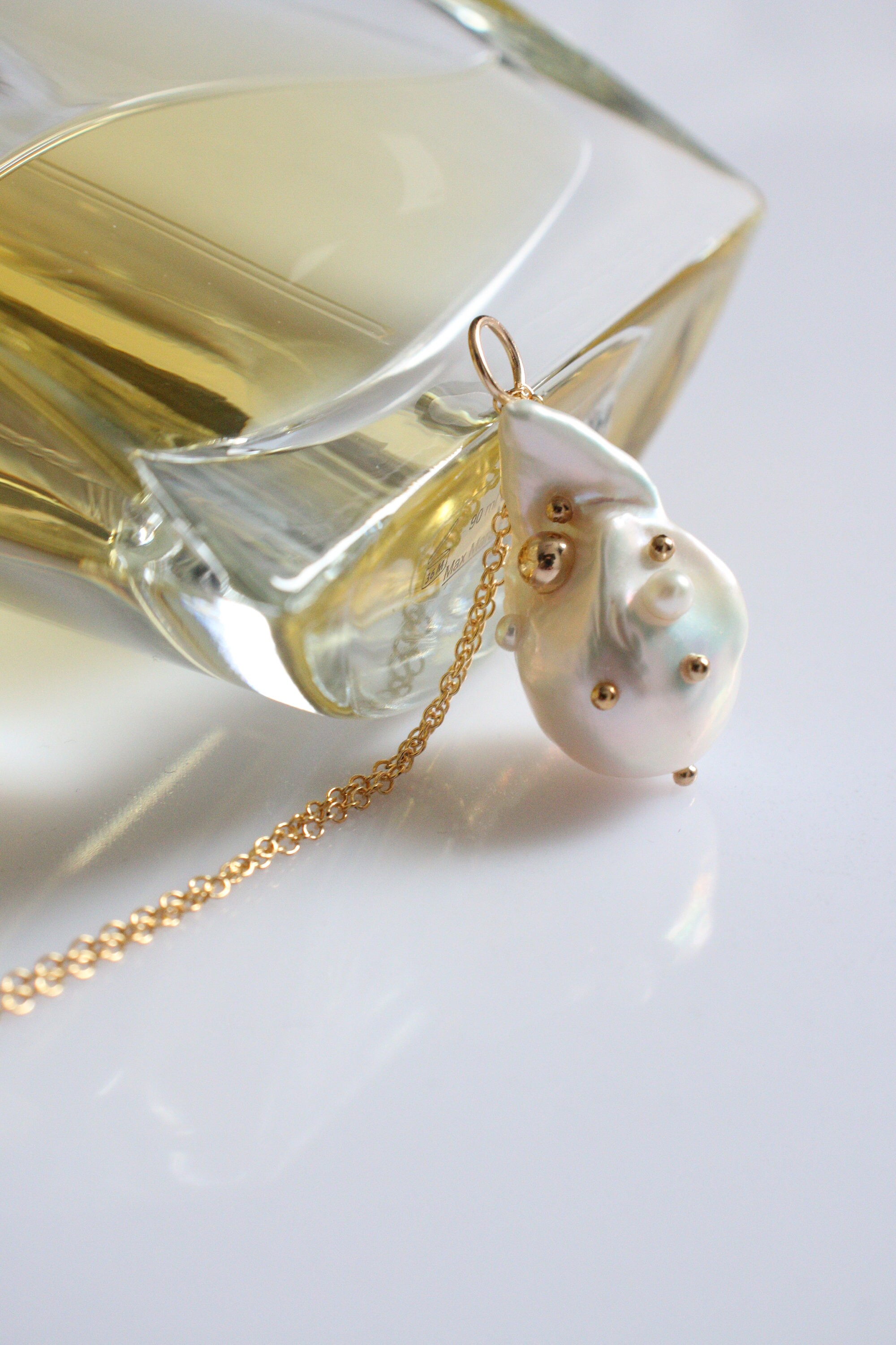 18K Gold Plated Vermeil Sterling Silver Baroque Pearl Pendant Necklace ...