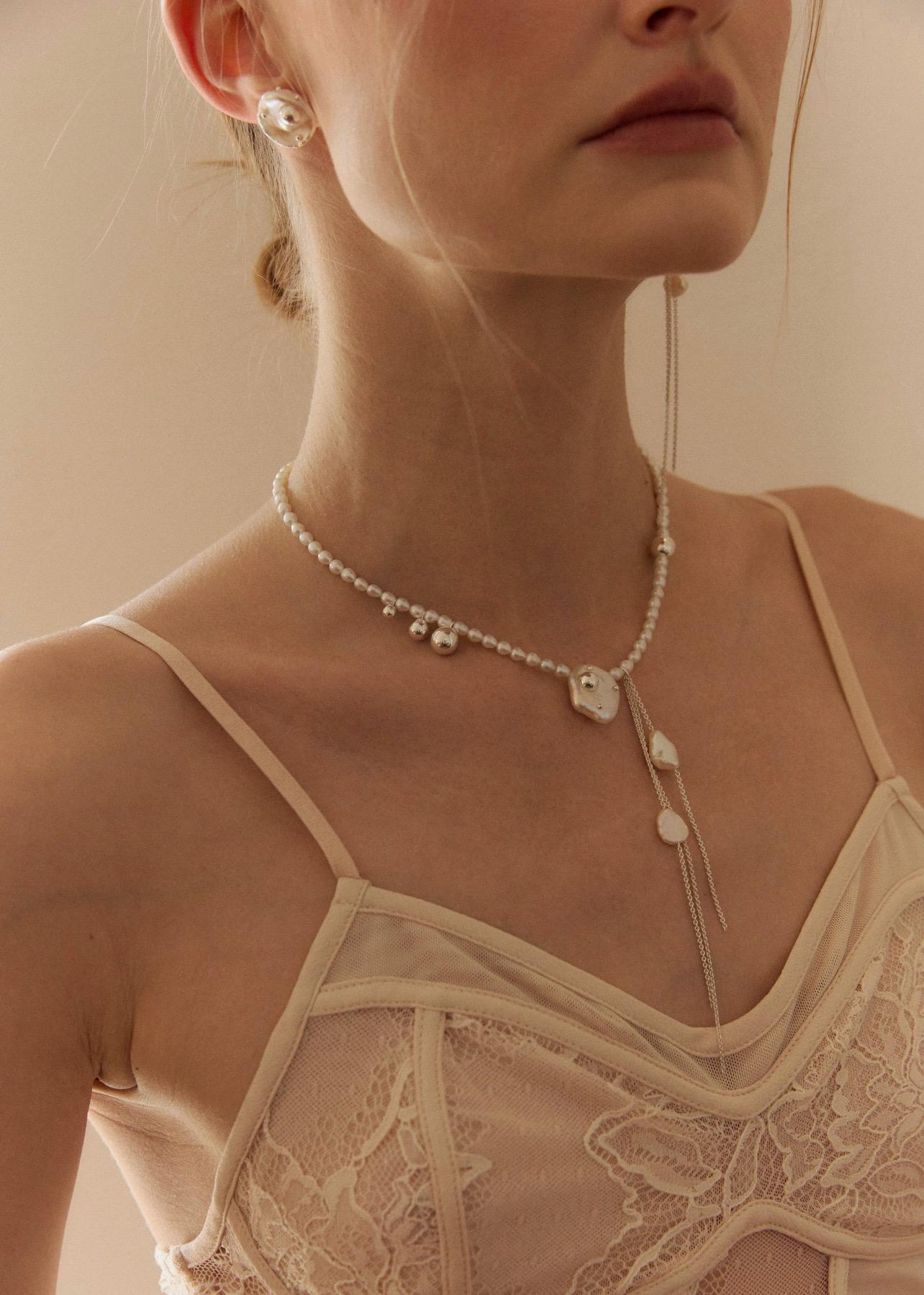 Dainty Baroque Pearl Necklace: 925 Sterling Silver Freshwater Pearl Drop Pendant