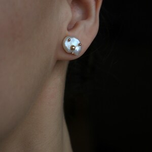Baroque Pearl 14k Gold Stud Earrings: Delicate Wedding Jewelry