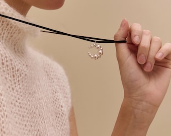 Sterling Silver Crescent Moon Necklace, Celestial Moon Luna Carm Necklace