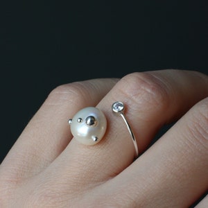 Baroque Pearl Sterling Silver Ring with Zirconia