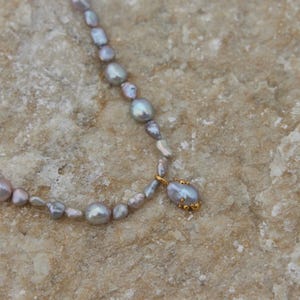 Baroque Pearl Pendant Necklace: Vermeil Sterling Silver Charm