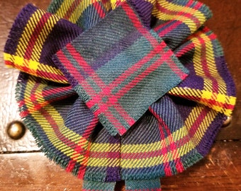 Marines USA, Leatherneck Tartan, Scottish Blossom, Tartan Rosette to display pin, broach or family clan badge.