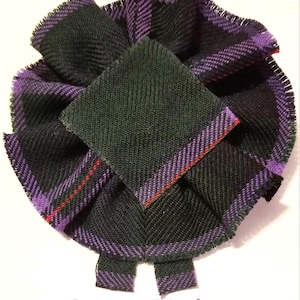 Cooper Modern Tartan, Scottish Blossom, Wool Tartan Rosette to display pin, broach or family clan badge.
