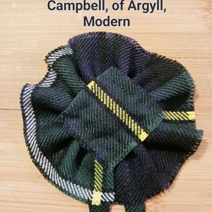 Campbell of Argyll Modern Tartan Schottenblüte. Tartan Rosette für Pins, Broschen oder Familien Clan Abzeichen.