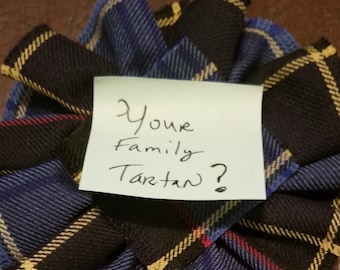 CUSTOM: Material ordered for you / Custom, Scottish Blossom, Wool Tartan Rosette to display pin, broach or family clan badge.