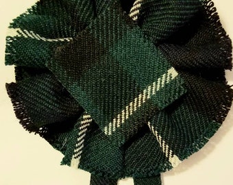 Graham of Montrose, Modern Tartan, Scottish Blossom, Wool Tartan Rosette to display pin, broach or family clan badge.