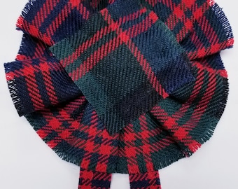 MacDonald Clan Modern Tartan as Scottish Blossom, Wool Tartan Rosette to display pin, broach or family clan badge.