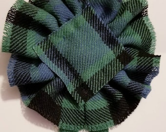 MacKay Ancient Tartan as Scottish Blossom, Wool Tartan Rosette to display pin, broach or family clan badge.