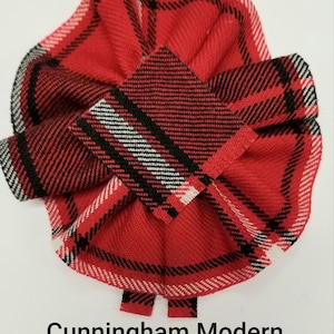 Cunningham Modern Tartan, Scottish Blossom, Wool Tartan Rosette to display pin, broach or family clan badge.